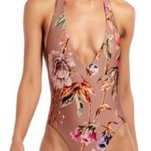 vitamin a white ginger floral one piece . NWT